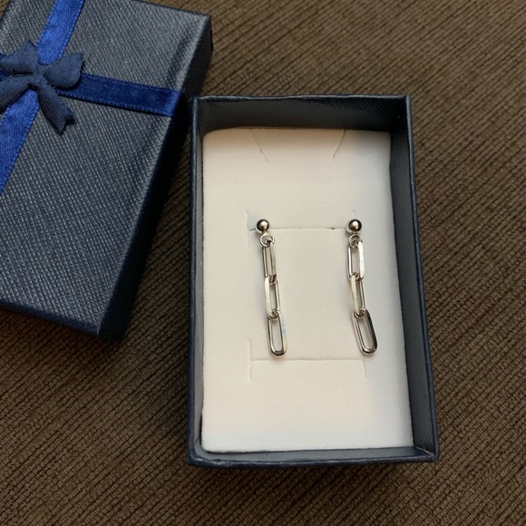 Sterling silver paperclip earrings - Picture 3 of 4